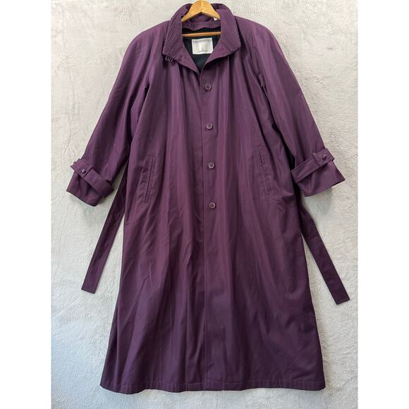 Limited Edition London Fog 16R Purple Trench Coat Raincoat Removable Wool Lining - Picture 3 of 9
